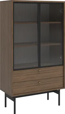 Produktbild von Selsey Olar - Vitrine mit 2 Regalböden, Holzoptik Carini Nussbaum, 85 cm