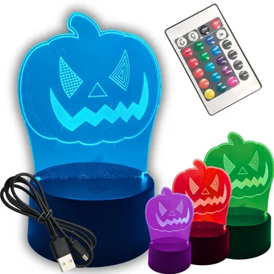 Obrázek produktu pro Noční lampička Strašidelná Dýně 3D LED RGB Halloween