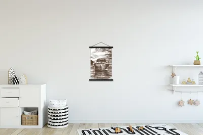 Produktbild von MuchoWow® Textilposter Boot - Luft - Schwarz - Weiß 40x60 cm mit schwarzem Rahmen - Wanddekorationen