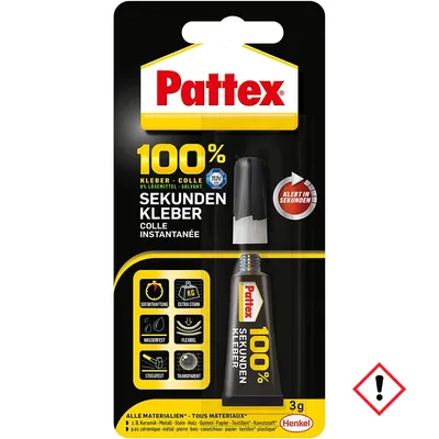 Produktbild von Pattex 100% Sekundenkleber 3 g Tube, transparent