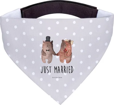 Produktbild von Mr. & Mrs. Panda Halstuch Hund Bär Heirat - Grau Pastell - Geschenk, Tuch, Für Hunde, Verheiratet Heirate Hochzeit Hochzeitsgeschenk Hochzeitspaar, Teddy, Hundehalstuch