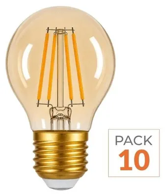 Produktbild von 10er-Pack – LED-Glühbirne E27, 4 W, G45, 240°, dimmbar – Warmweiß 2300 K – 3500 K