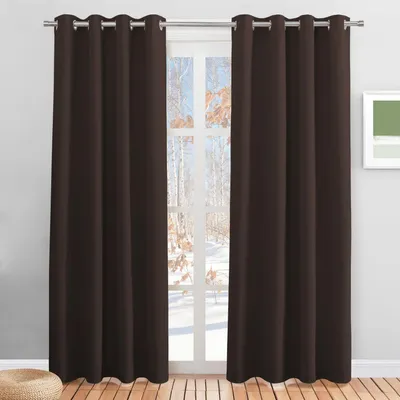 Produktbild von Übergardinen mit Ösen Blickdicht Thermo H220 x B140 cm Braun 2er Pack
