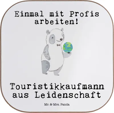 Produktbild von Mr. & Mrs. Panda Becheruntersetzer Touristikkaufmann Leidenschaft - Weiß - Geschenk, Untersetzer für Gläser, bieruntersetzer, Coaster, Tassenuntersetzer, Glas