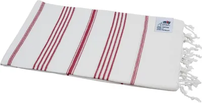 Produktbild von Hamamtuch Saunatuch "Sultan weiß rot" Pestemal 100x180 cm