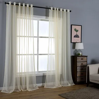 Vorhänge mit Ösen, transparent, 2er-Set, beige, 270x140 cm