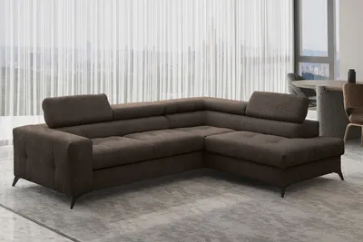 Produktbild von Kaiser Möbel Ecksofa mit schlaffunktion und bettkasten, Sofa L-form, Couch L-form Arcadi Dicker Cord Dunkelbraun Rechts
