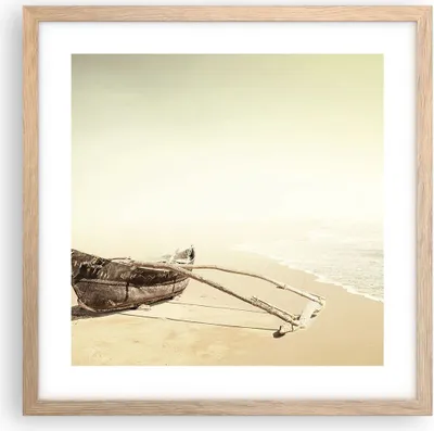 Produktbild von Gerahmtes Poster - Rahmen in heller Eiche - £ódŸ Wrack Meer - 40x40 cm - Wand Bild - Wanddeko - Wandbilder - Kunstposter - Wandposter - Bilderrahmen - Bilder - Kunstdruck - P2NAC40x40-5123