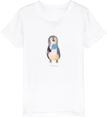 Produktbild von Mr. & Mrs. Panda Kleinkinder T-Shirt Pinguin Lolli 12-14 Jahre (152/164) - Weiß - Geschenk, Süßigkeiten, Bio Kinder, Kindershirt, Heißhunger, Jungen, Teenager, Naschen