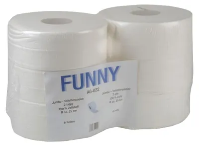 Produktbild von 6 Rollen Jumbo Toilettenpapier Jumborollen 2-lagig 100% Zellstoff hochweiß