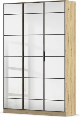 Produktbild von Drehtürenschrank >Acero< in Spiegel / Eiche Artisan - 136x210x41 (BxHxT)