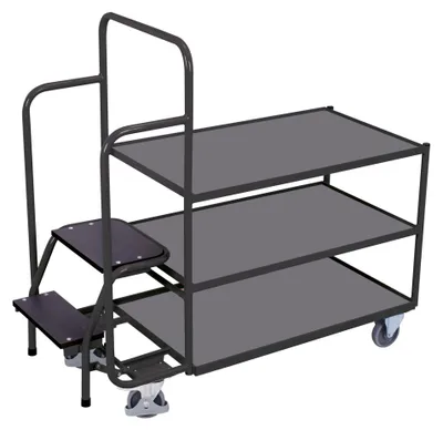 Produktbild von VARIOfit Kommissionierwagen niedrig mit 3 Ladeflächen RAL 7016