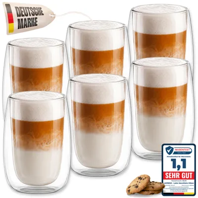 Produktbild von LAPRESO® Latte Macchiato Gläser Doppelwandig | Thermogläser Kaffeegläser Teegläser | Gläser Set 350 ml 6 Stück | Thermogläser Doppelwandig Kaffeetasse