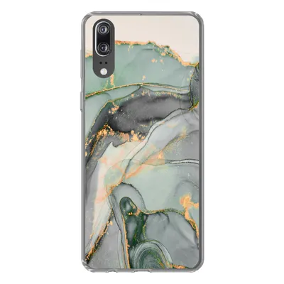 Produktbild von MuchoWow® Handyhülle Schutzhülle Hülle für Huawei P20 Gold - Marmor - Grün - Luxus - Glitzer - Marmoroptik Silikon Softcase Handy Hülle - Hardcover