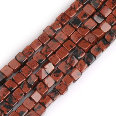 Edelsteinperlen 4mm, quadratisch, 93 Stück, 1 Strang, Roter Jaspis