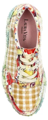 Produktbild von Laura Vita Damen Sneaker Karomuster Pailletten Plateau NIKITO 53, Größe:37 EU, Farbe:Gelb