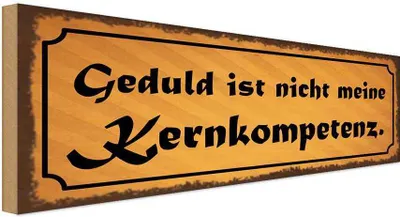 Produktbild von vianmo Holzschild 10x27 cm Geduld nicht Kernkompetenz Dekoration