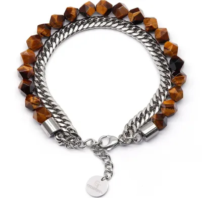 Produktbild von GT Collection | Faceted Bead Armband Herren mit Energie Steine, mit Edelstahl Verschluss und Geschenkschachtel