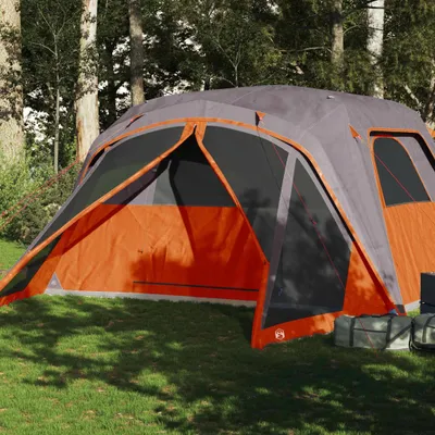 Produktbild von Möbel Familienzelt mit Vorzelt 6 Personen Grau und Orange Wasserdicht - Campingzelte 94550