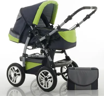 Produktbild von Kinderwagen-Set Flash 2 in 1 in Grau-Grün - 14 Teile - in 18 Farben erhältlich
