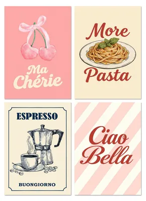 Productafbeelding van Set van 4 Vintage Keuken Posters 20x30cm op Canvas