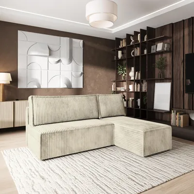 Produktbild von Masseno Ecksofa BRISO T mit Schlaffunktion L-Form, Sofa mit Bettkasten, Wohnzimmersofa, Couch, Soffa, Bettsofa, Couchgarnitur- Creme, TILIA 03