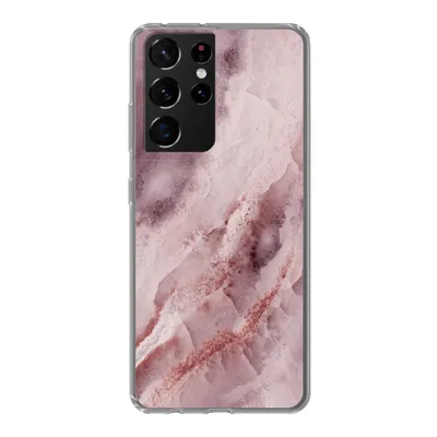 Produktbild von MuchoWow® Handyhülle Schutzhülle Hülle für Samsung Galaxy S21 Ultra Naturstein - Rosa - Luxus Silikon Softcase Handy Hülle - Mobiltelefon