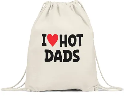 Produktbild von I Love hot Dads Turnbeutel Gymsack Lustig Witzig Herz Love Valentinstag Vater Mutter Geburtstag Jahrestag Mama Mann