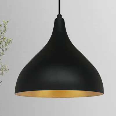 Produktbild von Pendelleuchte Schwarz, Adash, Flammige Metall Hängelampe Ø26 cm, E27 Lampe Wohnzimmer, Lampenschirm Hängeleuchte, Deckenlampe, Wohnzimmer Pendellampe