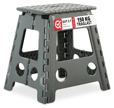 Produktbild von Relaxdays Klapphocker faltbar, Camping Hocker, großer Badhocker, bis 150 kg, Kunststoff, HBT: 39 x 39 x 32 cm, hellgrau, KI-generiertes Bild