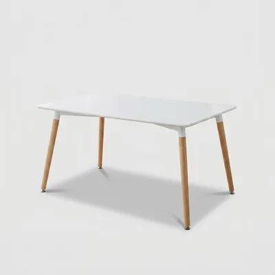 Image de Table d'intérieur 140 x 80 cm en bois avec plateau en MDF Montpellier - Blanc