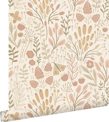 Zdjęcie produktu dla ESTAhome Tapeta liście i kwiaty beżowymIterakota 50 x 900 cm