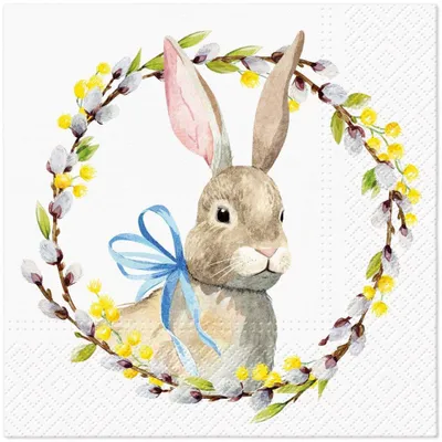 Produktbild von 20 Servietten Rabbit with Catkins - Hase im Weidekranz 33x33cm