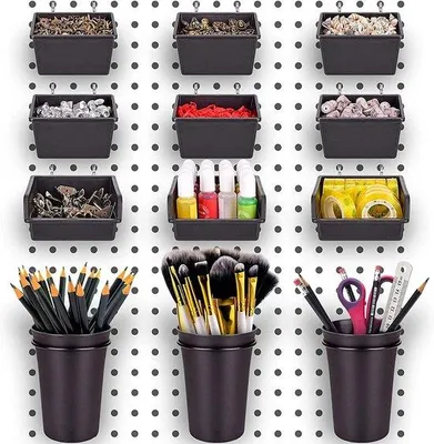 Produktbild von 15-teiliges Organizer-Set mit Haken und Aufbewahrungsboxen für Wandmontage, Garage, Werkstatt, Büro