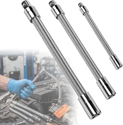 Produktbild von Dopschlüsselverlängerung flexibel, 3-teilig, 1/4", 3/8", 1/2", für Werkzeuge