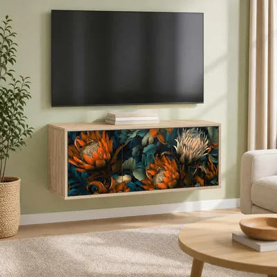 Immagine prodotto di Maison Exclusive - Mobile TV a parete, modello LOCHEM, dimensioni 102 x 33 x 40 cm, finitura rovere Sonoma