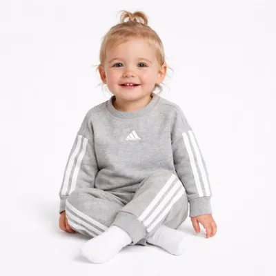 Produktbild von adidas Unisex Baby Essentials Jogger Track Suit, Medium Grey Heather/White, 9-12