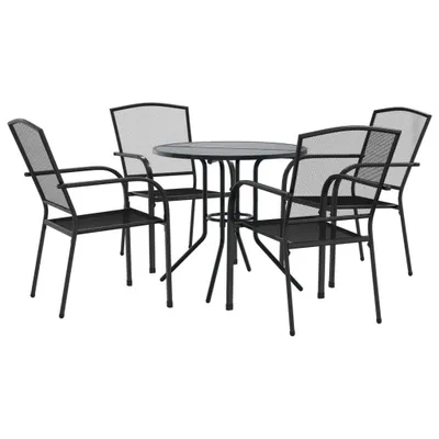 Produktbild von Gartenstuhl-Set 5-tlg. Stapelbar Pulverbeschichteter Stahl