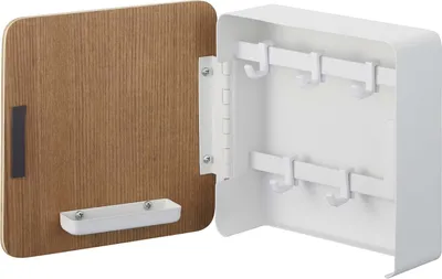 Produktbild von Yamazaki Rin, Sperrholz, Stahl, Weiß, Holz, 5 Haken, Magnetisch, 158 x 57 x 158 mm, 148 x 50 x 148 mm