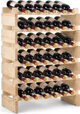 Produktbild von GOPLUS Weinregal mit 6 Ebenen für 36 Flaschen, Flaschenregal 63,2 x 28 x 85,5 cm aus Massivholz, Weinschrank, Weinständer, Weinhalter,freie Kombination
