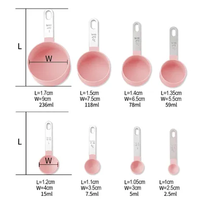 Produktbild von Messlöffel Set – Messbecher Edelstahl – Amerikanischer Cup Messbecher - Cups Messbecher - Measuring Cups,(Rosa)