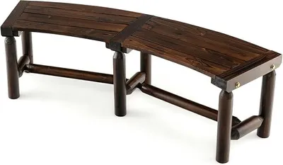 Imagen del producto de Banco de jardín curvo, banco de madera de pino resistente a la intemperie, banco para parque sin respaldo, con capacidad de hasta 150 kg, banco de madera para terraza o balcón (139 x 36 x 41 cm)