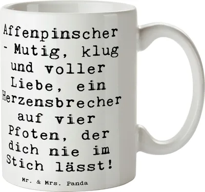 Produktbild von Mr. & Mrs. Panda Tasse Spruch Affenpinscher Liebe - Weiß - Geschenk, Hunderassen Charakter, Hunde, Abenteuer, Kaffeetasse, haferl, zotteliges Fell, Trinkbecher, klug