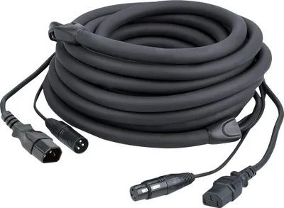 Produktbild von DAP FP12 - IEC/XLR M - IEC/XLR F - DMX / Power 1,5 m DMX / Strom - schwarze Ummantelung