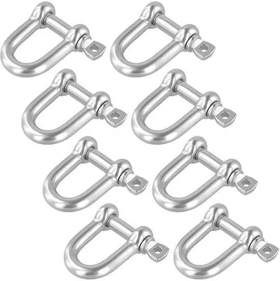 Produktbild von 10er Stahlklettengarnitur, silberne D-Ring-Verbindung für Ketten und Seile