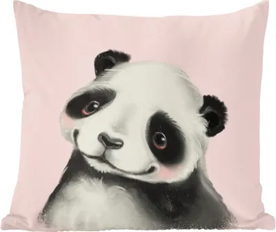 Produktbild von MuchoWow® Zierkissen Sofakissen Wohnzimmer Dekokissen 45x45 cm Panda - Kinder - Rosa - Schlafpolster - Polster für das Sofa