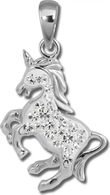 Produktbild von Teenie-Weenie Kinder-Schmuck Anhänger Einhorn glitzer 925 Silber weiß SDH458W