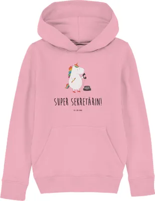 Produktbild von Mr. & Mrs. Panda Kinderpullover Einhorn Sekretärin 5-6 Jahre (110/116) - Baumwolle Pink - Geschenk, Steuerkanzlei, Unicorn, Büro, Sweater, Einhörner, Sweatshirt, Hoodie