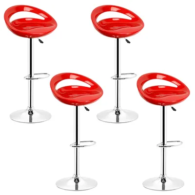 Image de Tabouret de bar, lot de 4 Chaise de bar réglable en hauteur en ABS pivotant à 360° avec repose-pieds Rouge