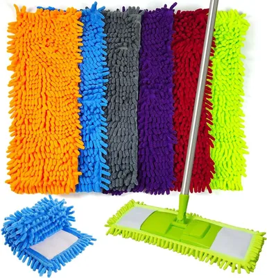 Obrázok produktu pre Sada mikrovláknových návlek na mop, 6 kusov, umývateľné, vhodné na ploché mopy, na čistenie podláh